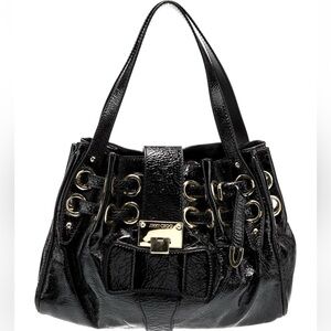 Authentic Jimmy Choo Crushed Patent Leather Shoulder Bag